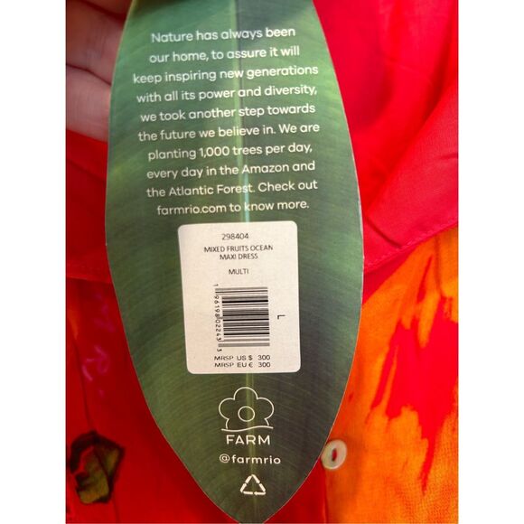 NWT farm rio mixed fruits ocean tiered sleeveless ruffle maxi dress large - Picture 4 of 10